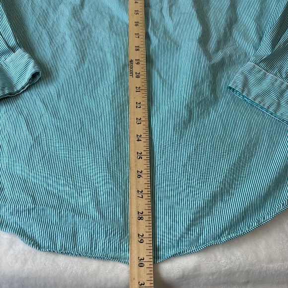 Ralph Lauren Button Down Casual Shirt Mens Size Large Slim Fit Green Striped - Picture 6 of 7